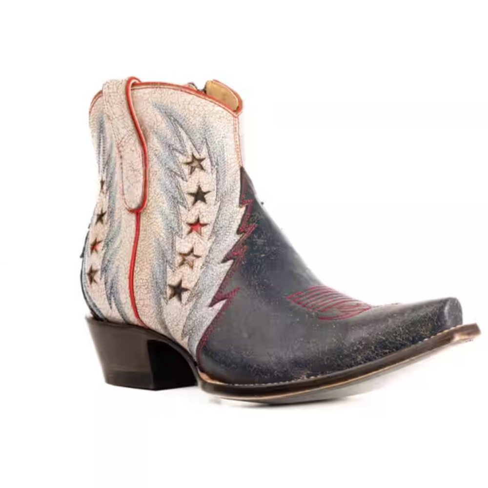 Old Gringo Legacy Blue Zipper Bootie Boot embroidered inlay stars RTL $395 8.5 - Picture 3 of 15